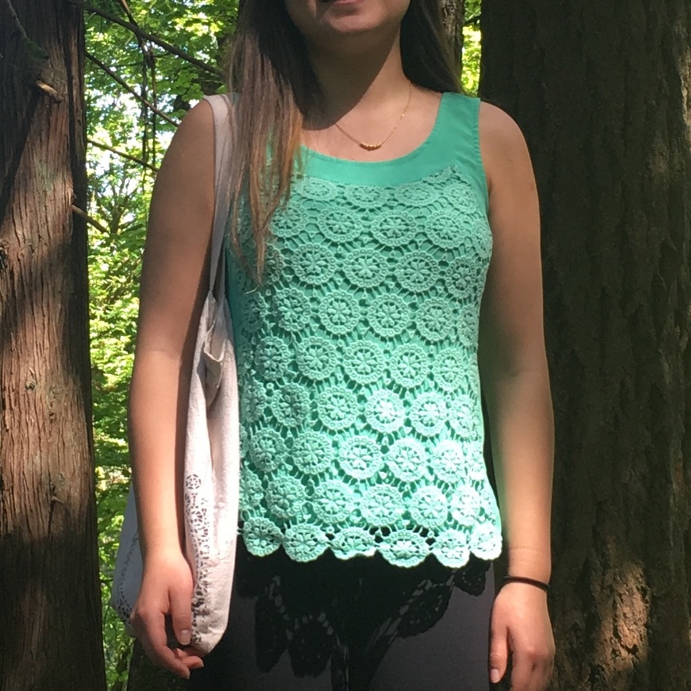 Banana Republic Green Crocheted Sleeveless Top